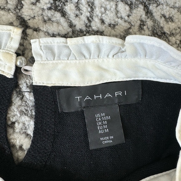 Tahari ruffle trim sweater dress size medium - Picture 2 of 4